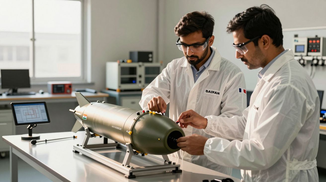 Dwóch mężczyzn w białych fartuchach pracuje nad dużym urządzeniem w laboratorium.